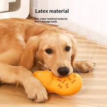 1Pc Squeaky Slipper Shaped Dog Chew Toy Durable Synthetic Sound Making Teething Toy Relieve Boredom Cleaning Teeth Interactive Pet Toy For Small Medium Dogs Corgi Teddy Bichon Daily Play - Tangerine - View 6