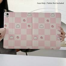 1个粉色格子兔子草莓图案平板电脑保护套，带笔槽、多角度磁吸支架、自动唤醒/睡眠功能，适用于iPad Pro/Air、iPad 5/6/8、iPad、MatePad、Pad、荣耀Pad、小新Pad等。 - 彩色 - 查看 6