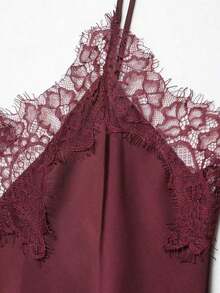Nuevo Top de estilo lencería con decoración de encaje de moda europea para mujer, estilo veraniego - Carmesí - Ver 9