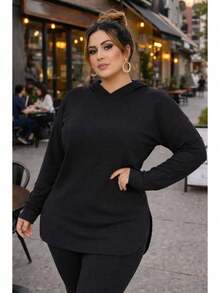 Conjunto Feminino De Frio Outono Inverno Em Moletinho Gg G1 - Preto - Visão 3