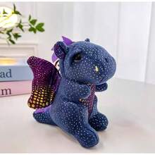 Pequeño llavero de peluche de dinosaurio, accesorio colgante para bolso escolar, muñeca - Azul - Ver 4