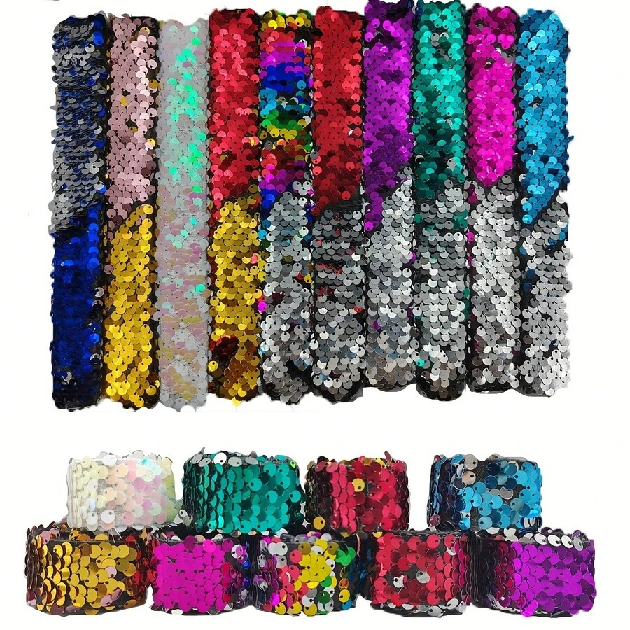 Set de 6/10/20 piezas de pulsera con broche de lentejuelas aleatorias, diadema con broche y lazo para el cabello, accesorios para el cabello como regalo