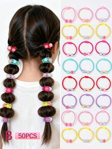 10/30/50/100 piezas Scrunchies de pelo con cuentas de color caramelo para niñas, lindos sujetadores de coleta/moño de princesa, con alta elasticidad y durabilidad, sin dañar el cabello, accesorios de pelo versátiles y dulces, adecuados para uso diario - Multicolor - Ver 12