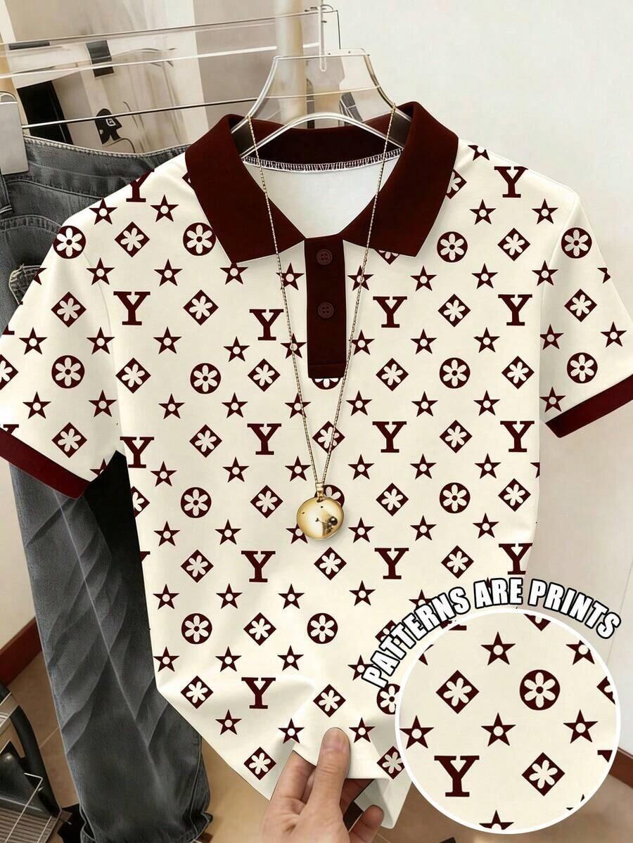 Camiseta de manga corta con media cremallera y estampado de letras casual para mujer, de verano - Multicolor - Ver 1