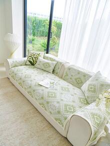 1 Đệm sofa lụa băng mát kiểu Bohemian, Thảm làm mát sofa mùa hè, Đệm chống trượt cố định mùa hè, Vải bọc tựa lưng chống trầy xước cho mèo, Thích hợp cho sofa chữ L và sofa 1/2/3/4 chỗ ngồi (1 chiếc). - màu xanh lá - Xem 1