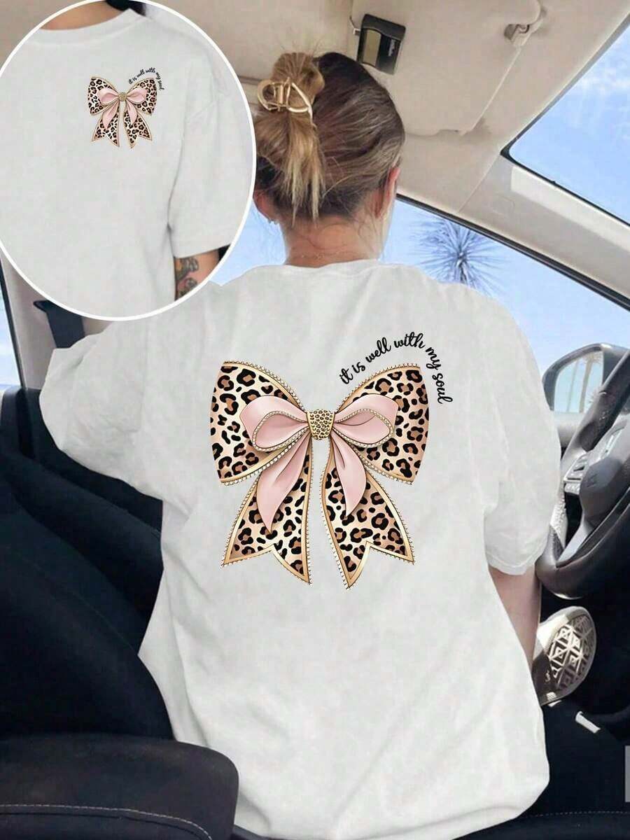 Camiseta de algodón para mujer, manga corta, cuello redondo, ligera y transpirable, cómoda para uso diario, estilo casual estamp casual verano, ideal para primavera y verano, suave y fácil - Blanco - Ver 1