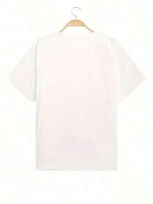 Camisetas manga corta mujer crew neck T-shirt Camiseta suelta de manga corta con cuello redondo de color sólido para mujeres, estampado naranja, suelta y cómoda - Blanco - Ver 4