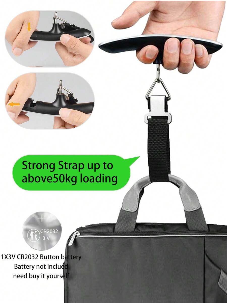 [Bestselling Electronic Scale] 50KG Large Capacity High-Precision Handheld Scale, Portable Luggage Scale, With LCD High-Definition Digital Display, Strap Suitable For Industrial Hanging Scales And Fishing Scales, One-Key Tare Function, Unit Switchable, Suitable For Shopping In Malls, Luggage Check-In, Logistics Transportation, And Various Other Scenarios, Battery Powered (Batteries Not Included) - Portable electronic scales - View 1