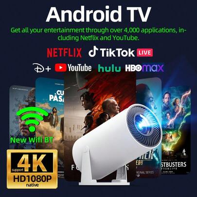 4k Home Ultra HD 5G Projector Multi Functional Immersive Home Cinema, Supports WiFi Connection To Android Apple Phone, Directly Projected White Wall Projector Home KTV Gaming Online Course Bedroom Dormitory, Supports HD Interface, USB Interface Connection, Built In Android System Massive Application Download, Built In Sound System, Outdoor Projection, Christmas And Valentine's Day Gifts