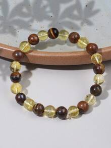 YAUKIA Fashion Natural Tiger'S Eye Luck Bracelet , Citrine Beaded Bracelet Confidence , Courage And Wealth Symbolize Gifts , Yoga Meditation Jewelry - Multicolor - View 7