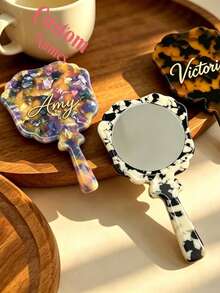 Personalized Custom Handheld Makeup Mirror, Wedding Bridesmaid Souvenir Gift, Ideal Holiday Gifts For Mom, Teachers And Best Friends - Multicolor - View 1