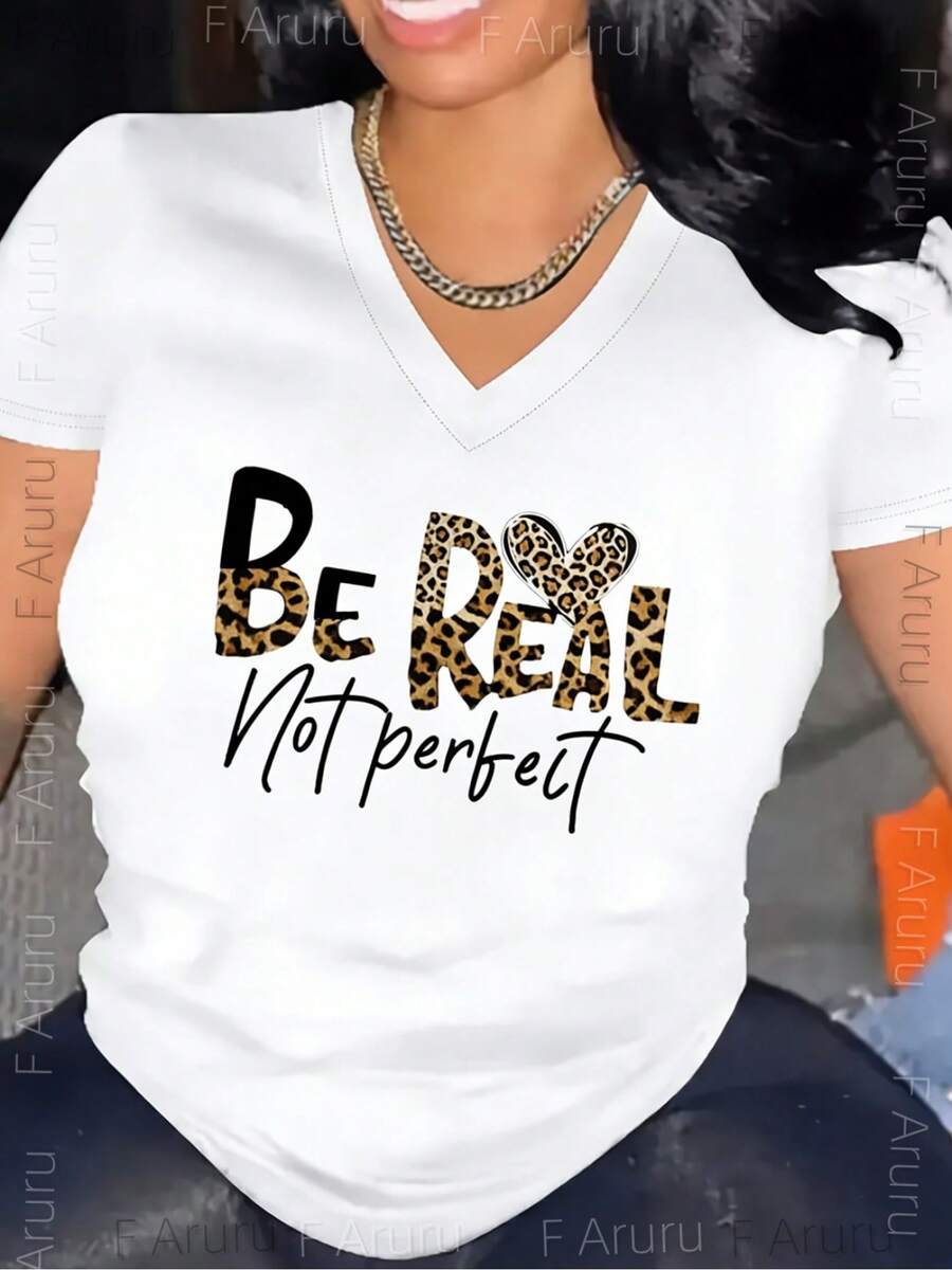 Premium. T-Shirt With A Heart-Shaped Leopard Print, Perfect For Wearing At Home, Going Out, Or As A Gift. | Ideal Choice For Christmas, Valentine's Day, Etc. Cute. New Arrival - 白色 - 查看 1