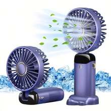 2026 New Rechargeable Portable Handheld Fan With LED Display, 5-Speed Wind Adjustment, Quiet Operation, 90° Foldable With Base, 3-In-1 Handheld/Neck/Desktop Fan, Suitable For Women's Eyelash Makeup Fan, 800mAh - Multicolor - View 12