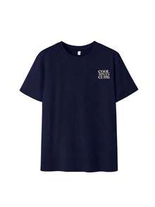 Women's Casual T-Shirt With "Cool Aunt Club" Slogan Print, Loose Fit, Short Sleeve, Ideal For Family Gatherings, Brunch With Friends And Everyday Summer Urban Style - 海軍 - 查看 3