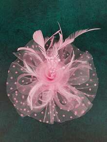 1pc Women's Tea Party Racing Hat, Kentucky Derby Hat, Floral Mesh Hair Accessory, Wedding Headpiece - Pink - View 2