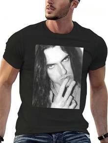 Unisex 100% Cotton T-Shirt, Men's And Women's Retro Rock Music Vintage Logo Print White Steel Graphic Unisex T-Shirt Soft, All-Season Casual Streetwear Essential, All-Match Year-Round Style, Affordable Daily Wear And Perfect Christmas Gift For Fans And Friends, Summer T-Shirt, Summer Clothes For Women, Men's Summer Outfit, Women's Shirt, Creative Design, Outdoor Play, Cool Style, Fun Design, Great For Outdoor Play - Black - View 1