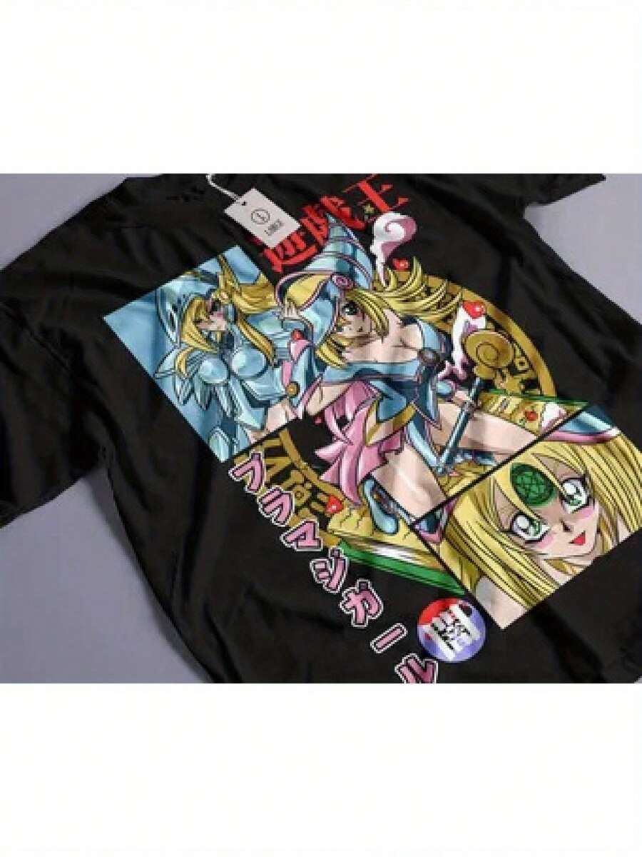 Camiseta Unisex de Anime Waifu Manga - Camiseta con Gráficos Japoneses de Rostros Waifu y Manga, Camiseta Casual para Amantes del Anime para Hombres, Usable Todo el Año para Convenios y Atuendos Cotidianos - Negro - Ver 1