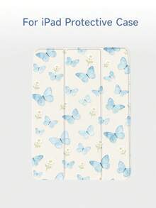 Blue Butterfly, Daisy Flower Pattern Tablet Protective Case, Tri-Fold Stand Protective Shell, Compatible With IPad 10.2" (A16) 11" 11th Gen 2025 8th/9th/10th Gen, Air 4th 10.9", Galaxy Tab S6 Lite 10.4", /, Anti-Drop, With Pen Slot, Support Sleep/Wake, Gift For Kids / Gift For Family - Multicolor - View 7