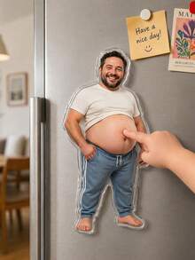 1pc Custom Funny Big Belly Photo Magnet, Personalized Acrylic Fridge Magnet With Die-Cut Design, Pregnancy Gifts, Bachelor Parties & Kitchen Decor, Funny Family Kitchen Decor Magnet, Funny Beer Belly Dad Gift Magnet, Funny Beer Belly Magnet - Multicolor - View 4