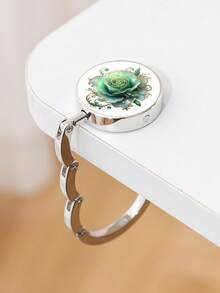 1pc Vintage Floral Round Bag Hanger Portable Foldable Table Purse Hook With Rose Strawberry Ladybug Printed Metal Handbag Holder For Women Gifts Daily Use Storage Organization Desk Accessory - Multicolor - View 13