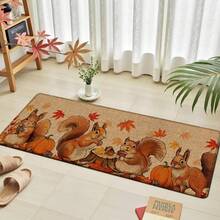 1pc Squirrel Pattern Printed Linen Kitchen Rug, Doormat, Bath Mat, Hallway Mat, 3D Printed Rectangle Carpet For Living Room, Bedroom, Corridor, Bathroom, Laundry Room - Polyester Rug For Indoor And Outdoor Home Decor - Multicolor - View 7