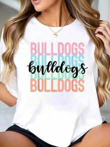100% Cotton Team Mascot T-Shirts For School Game Night For Women - White - View 6
