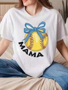 Camiseta de manga corta estampada para mujer. Perfecto para citas, desplazamientos diarios y salidas informales. Diseño clásico minimalista de cuello redondo, fácil de combinar y se adapta a todo tipo de cuerpos. - Blanco - Ver 1