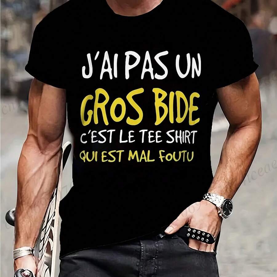 Camiseta I Don't Have A Big Paunch para hombre, divertida camiseta de regalo de Humor francés Y2k, camiseta informal Unisex de verano, camisetas de moda de verano - forma - Ver 1