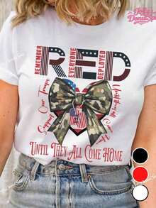 1 Red Friday T-Shirt, A Tribute To Every Soldier, We Wear Red T-Shirts On Fridays, A Military-Themed Gift (Suitable For Wife/Mother/Father/Girlfriend), Printed T-Shirt For Festive Celebrations, 100% Pure Cotton, A Great Gift For Friends And Family, Suitable For All Seasons, 180g 100% Cotton. - 白色 - 查看 7