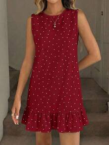 Vestido mini estampado para mujer, adecuado para primavera y verano - Rojo - Ver 4