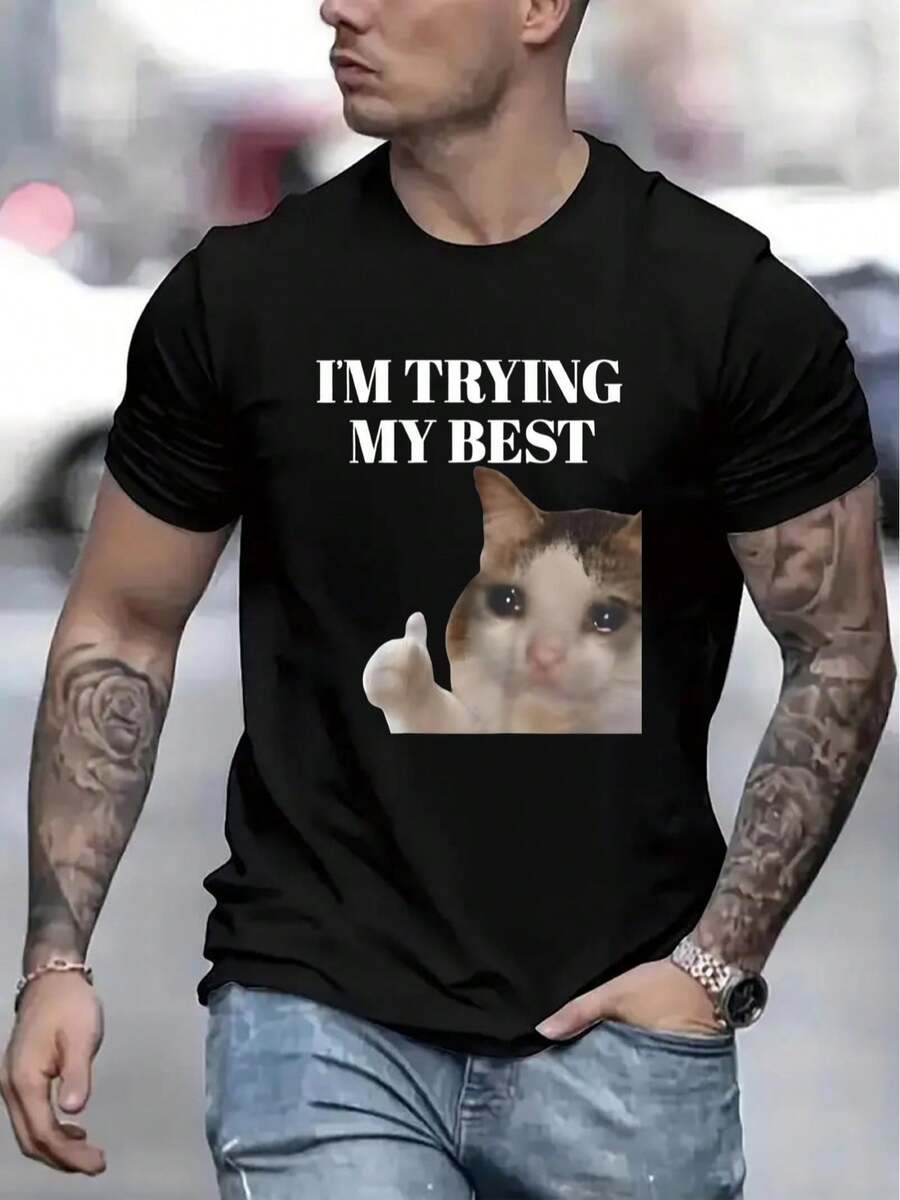 Men's Casual Short Sleeve T-Shirt, 1 Piece, 100% Heavy Cotton - Comfortable Crew Neck, Soft And Adorable T-Shirts, Loose And Comfortable - Back - View 1
