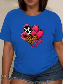 Camiseta clásica casual de manga corta y cuello redondo con diseño estampado, perfecta para primavera y verano. Ideal para ir de compras, desplazarse al trabajo o realizar actividades de ocio. Éxito de . - Azul - Ver 1