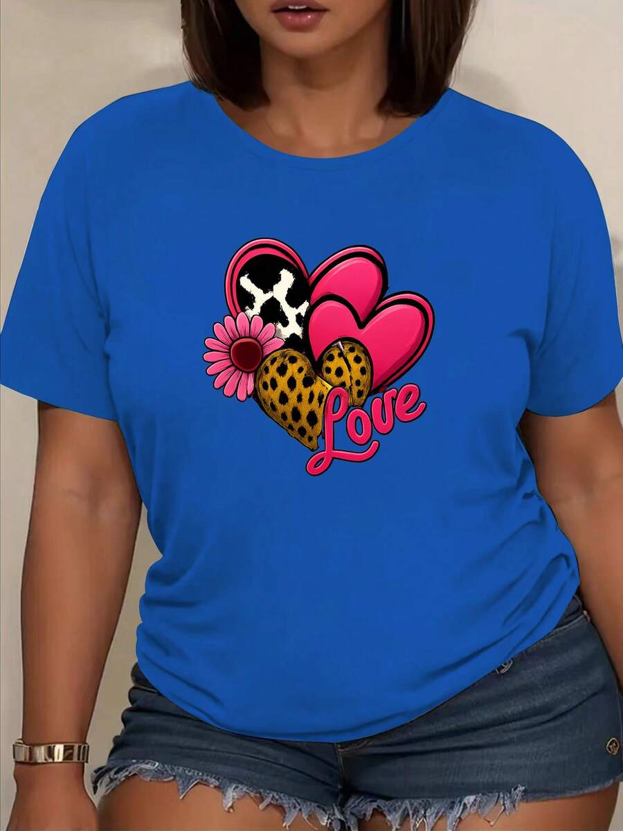 Camiseta clásica casual de manga corta y cuello redondo con diseño estampado, perfecta para primavera y verano. Ideal para ir de compras, desplazarse al trabajo o realizar actividades de ocio. Éxito de . - Azul - Ver 1