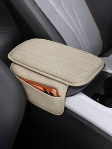 Universal Car Center Console Sunshade With 2 Storage Pockets - Genuine Leather Armrest Cushion Buffer Pad, Waterproof, Scratch-Resistant, Wear-Resistant Interior Accessory Suitable For SUV, Truck, Vehicle - Style a - View 16