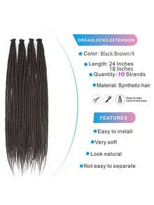 Dreadlock Extensions 18 Inch 24 Inch Synthetic Crochet Dreads Extensions 100% Handmade Single Ended Dreads Thin 0.6cm Width Reggae Style Dreadlock For Man And Woman - Black Brown - View 3