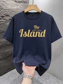 Men's GRDR Fashion Print Loose Fit Short Sleeve T-Shirt | Exquisite Design | Summer Essential | Easy To Match, Showcasing Your Style | Women's Casual Graphic Print T-Shirt, Short Sleeve Crew Neck Loose Fit For Everyday Summer Wear - 海軍藍 2 - 查看 2