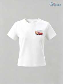 Kids' Disney Cars T-Shirt, Retro "El Rayo McQueen" Graphic Tee, Soft Breathable Casual Top, Perfect For Theme Park Trips, Family Events, Playdates & After-School Activities - trắng - Xem 3