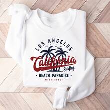 California Los Angeles Surfing Palm Tree Iron-On Decals - Polyester Heat Transfer Patches For T-Shirts, Jeans, And Backpack Decoration, Washable Sticker Applique, Adorable Animal Print, Fun Letter Print, Matches With Street Fashion, Summer Outdoor Or Everyday Wear, Daily Wear For Sweet Girls Or Students, Cool And Sweat-Free Summer Clothes - 白色 - 查看 8