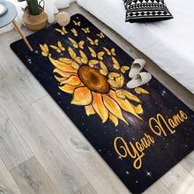 Customization Personalized Butterfly Sunflower Pattern Name Area Rug Door Mats Outdoor Carpet Comfortable Home Decor Mat  Rubber Bottom Suitable Shopping Centers Game Room Living Rooms Bedrooms Offices Camping Daily Festivals Wedding Rug - Multicolor - View 4