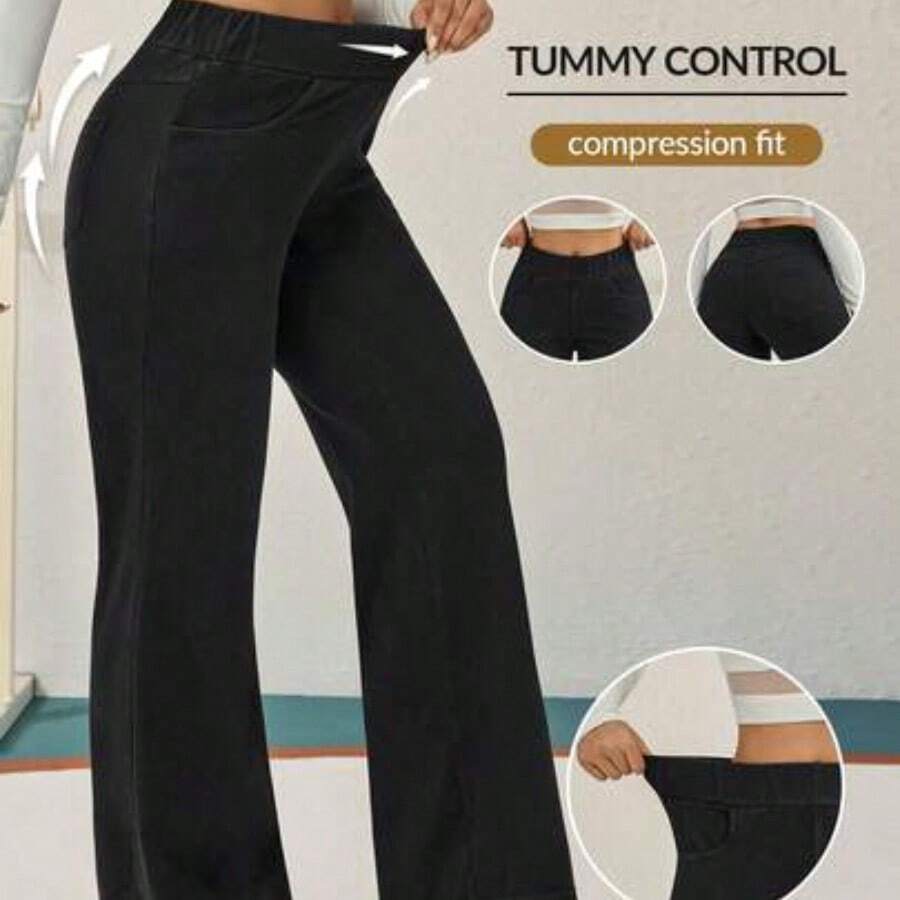 FlexDen Pantalones vaqueros de pierna ancha, estilo casual deportivo, con elástico para mujer - 1egro - Ver 1