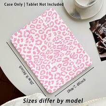Funda protectora de tableta de cristal acrílico con efecto pintado de estampado de leopardo rosa, compatible con modelos populares de /Apple///Honor///, plegable y resistente a la flexión, esquinas reforzadas de silicona, función de activación/suspensión automática, ranura para lápiz incorporada, soporte plegable multiángulo - Estilo 4 - Ver 4
