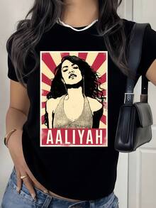 Figura femenina con fondo de rayos rojos que simboliza fuerza libertad y confianza en sí misma creando una energía positiva y moderna camiseta de mujer casual cómoda para uso diario - Negro - Ver 8