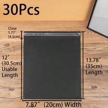 XZV 30个6英寸至21英寸塑料自粘快递袋，薄款，双层厚度0.08毫米，经济型快递袋，物流包装袋，加厚快递袋，物流包装袋，服装快递包装袋，多种尺寸可选，可重复密封包装袋，多种尺寸可选，快递邮寄袋 - 快递自封信封 - 耐用聚乙烯袋，快递邮寄袋，适用于包装和邮寄小型企业礼品，邮寄包装产品 - 黑色 - 查看 16