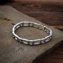 1 pieza Nuevo brazalete artesanal con patrón arabesco para hombres, elegante y versátil de estilo vintage retro - E372 - Ver 4