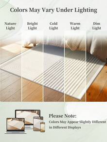 Faux Cashmere Area Rugs For Bedroom, Modern Minimalist Style, Cool Rugs Living Room, 1 Count Home Decor Carpet, Washable Runner Rug, Mat Home Decor For Kitchen, Bathroom, Dining, Fluffy And Simple, Create A Unique, Niche, And Cozy Vibe - Beige - View 5