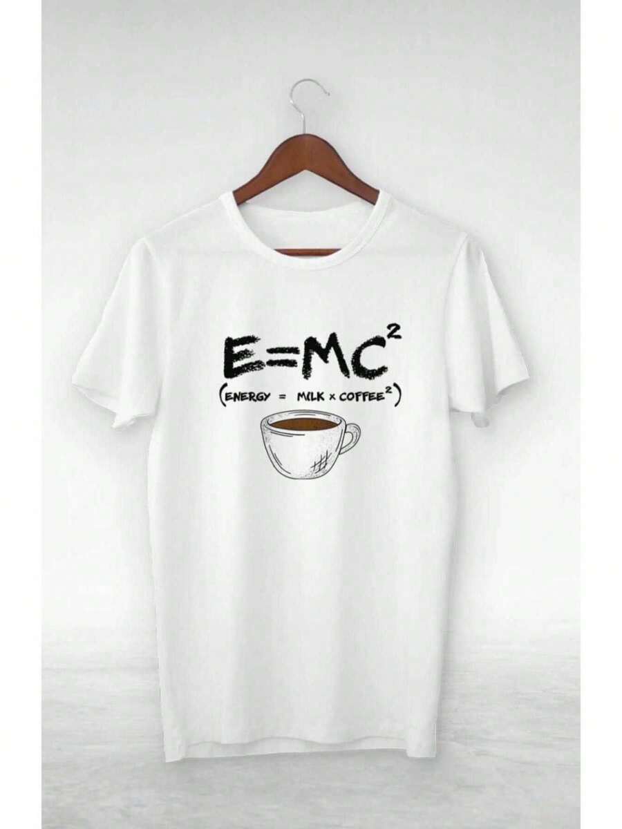Unisex Oversized T-Shirt For Men And Women With Coffee Print E MC, Loose And Comfortable - White - View 1