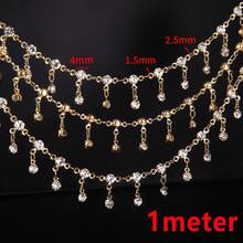 1m Shiny Glass Claw Rhinestone Chain Colorful Beads Pendant Copper Chain Tassel Chain Suitable For Handmade DIY Necklace Bracelet Clothing Decoration Chain - DIY Copper Chain - View 17