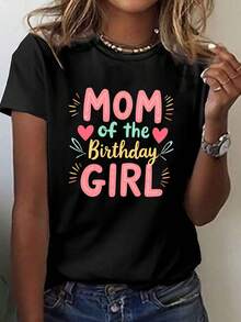 Pure Cotton Women's T-Shirt, Birthday T-Shirt For Mom, Casual Short Sleeve Round Neck Top, Women's Clothing For Spring And Summer, Basic And Fashionable T-Shirt Suitable For All Seasons, Solid Color, Comfortable Fit, Elegant, Casual, Urban Style, 220G, Women's Tops For Outdoor Activities. - 黑色 - 查看 1