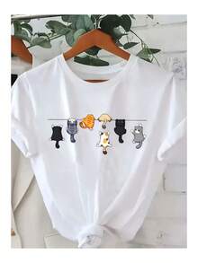 Oversized Unisex Printed T-Shirt, Urban Style, Summer, Comfortable And Loose Fit - White - View 6