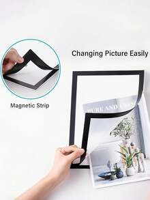3pcs HUUPRO Magnetic Self-Adhesive Photo Frame - Portable Wall-Mounted Plastic Photo/Document Display Frame, Suitable For Photos, Magnetic Whiteboard, Minimalist Decor - Magnetic Frame, File Folder (No Screws/No Installation Required) - one-size - View 4
